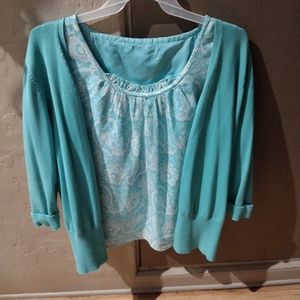 Sleeveless blouse with cardigan